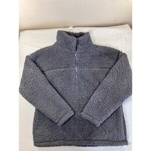 ZENANA Sherpa Fleece‎ Quarter Zip Pullover Sweatshirt Charcoal Gray Size L